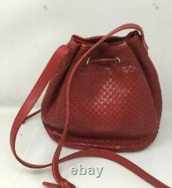 Vintage Fendi Red Woven Leather Bucket Bag