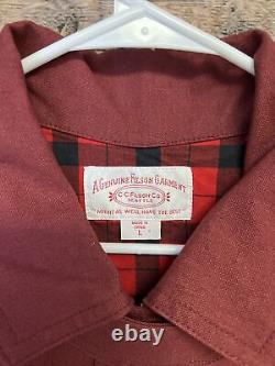 Vintage Filson Antique Tin Cloth Barn Jacket Size L Wine Red Plaid 5302C