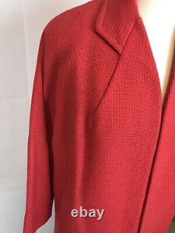 Vintage Fortsmann Klingrite Womens Fitted Coat Tomato Red Woven Wool Belt Size M