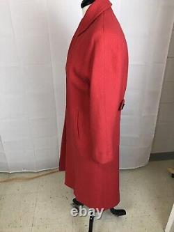 Vintage Fortsmann Klingrite Womens Fitted Coat Tomato Red Woven Wool Belt Size M