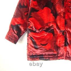 Vintage French CHACOK Red Black Velvet Quilt-Lined Oversized Jacket Size 0 Med