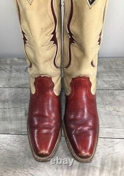 Vintage Frye #7040 Womens Red Stacked Heel Leather Cowboy Western Boots Size 7.5