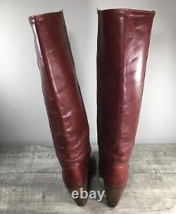 Vintage Frye Womens 7943 Burgundy Leather Heel Fashion Booties Boots Size 7.5