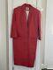 Vintage G-iii Red Leather Long Trench Coat Size S Recently Professional Cleaned