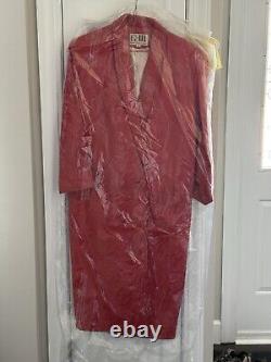 Vintage G-III Red Leather Long Trench Coat Size S Recently Professional Cleaned