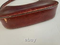 Vintage GUCCI Small Handbag Shoulder Bag Leather Brown Red'ish