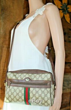Vintage GUCCIOphidia green red striped Leather Crossbody Web Supreme GG Bag