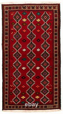 Vintage Geometric Hand-Knotted Carpet 3'2 x 5'10 Traditional Wool Rug