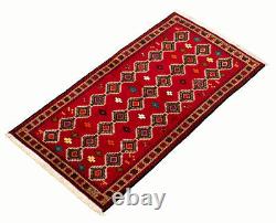 Vintage Geometric Hand-Knotted Carpet 3'2 x 5'10 Traditional Wool Rug