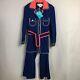 Vintage Gina Teresa Pant Suit Womens 12 Blue Red 60s Mod Groovy Leisure July 4