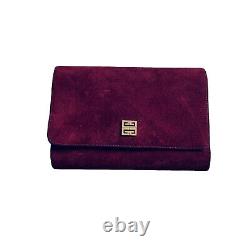 Vintage Givenchy Red Burg Suede Leather Gold Logo Crossbody Bag GG Hardware EUC