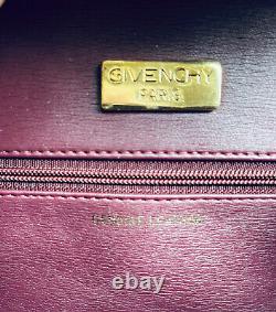 Vintage Givenchy Red Burg Suede Leather Gold Logo Crossbody Bag GG Hardware EUC