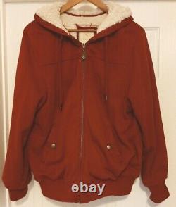 Vintage GreenTea XXL Womens Jacket Red With Hoodie Pockets Full Zip Up