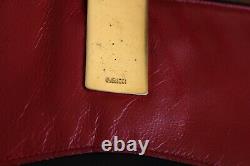 Vintage Gucci Black Leather with Red Accent Gold Hand Clasp Clutch Wallet