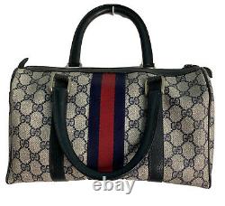 Vintage Gucci Boston Speedy Bag Navy Blue, Red, White