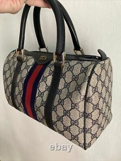 Vintage Gucci Boston Speedy Bag Navy Blue, Red, White