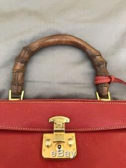 Vintage Gucci Brick Red Bamboo Handle Bag