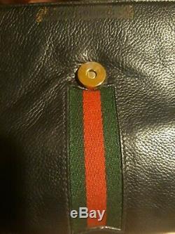 Vintage Gucci Crossbody Bag Clutch Purse GG 80s Auth black Leather green red