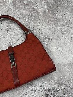 Vintage Gucci Monogrammed Red Ruby Bardot Hobo Women Mini Bag 90s