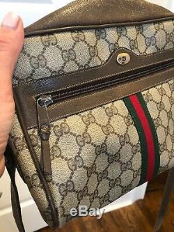 Vintage Gucci Ophidia Red & Green Striped Leather Large Bag Purse please read