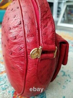 Vintage Gucci Red Ostrich Canteen Bag