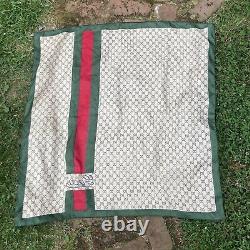 Vintage Gucci Silk Scarf Green, Brown, Red 34x34