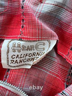 Vintage H Bar C Red Plaid Ruffle Square Dancing Dress Western Country 6 Women's
