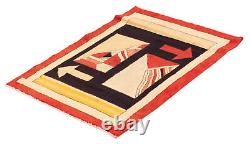 Vintage Hand-Knotted Area Rug 3'6 x 4'11 Traditional Wool Carpet