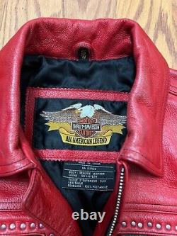 Vintage Harley Davidson Women's Motorcycle Leather Jacket Size Small Black Usa