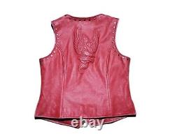 Vintage Harley Davidsons Red Leather Vest Womens Size M