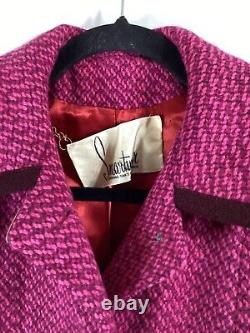 Vintage Harris Tweed Hand Woven Wool Tweed Overcoat Pink/red Womens M/L