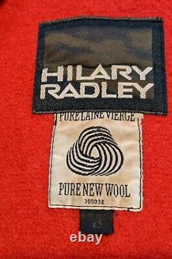 Vintage Hilary Radley Pure Laine Vierge New Virgin Wool Coat Jacket Size 8 Red