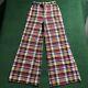 Vintage Hippy Pants Womens 9 Red Plaid Bell Bottom 60s 70s Usa High Waist Flare
