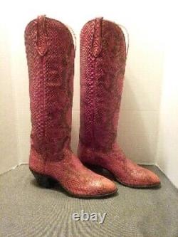 Vintage Hondo Womens Red SnakeSkin Western Boots Size 5.5 B O'Sullivans Heel