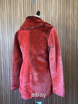 Vintage Hourglass Women's Red Faux Fur Coat Jacket Sz S