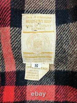 Vintage Hudson's Bay Company Wool Duffle Coat Jacket Womens Small Plaid Lined