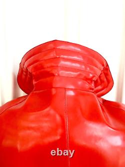 Vintage ICONIC 1960s PIERRE CARDIN Red Vinyl Dress Coat Jacket Parka CAPE