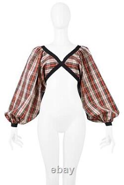 Vintage Isaac Mizrahi Red Plaid Tartan Collection Party Top 1989