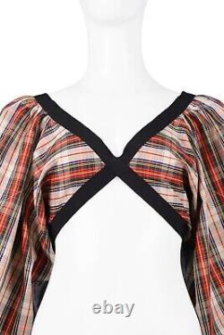 Vintage Isaac Mizrahi Red Plaid Tartan Collection Party Top 1989