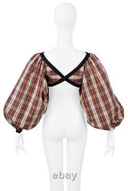 Vintage Isaac Mizrahi Red Plaid Tartan Collection Party Top 1989