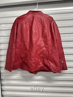 Vintage JL Studio Red 100% Leather Jacket Size 26W
