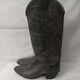 Vintage Justin Womens Gray Red Accent Snakeskin Leather Cowboy Boots 8 1/2b