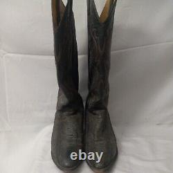 Vintage JUSTIN Womens Gray Red Accent Snakeskin Leather Cowboy Boots 8 1/2B