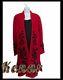 Vintage Kenar Red Wool Raised Design Long Cardigan Womens M