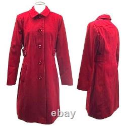 Vintage LARRY LEVINE Womens 4 Wool Mid Length Pea Coat Long Winter Jacket RED