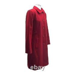 Vintage LARRY LEVINE Womens 4 Wool Mid Length Pea Coat Long Winter Jacket RED