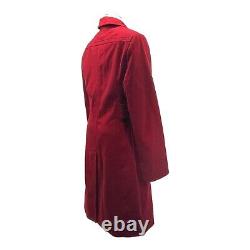 Vintage LARRY LEVINE Womens 4 Wool Mid Length Pea Coat Long Winter Jacket RED