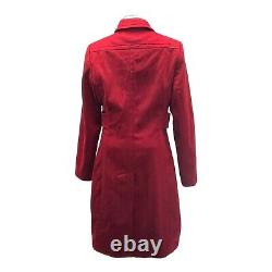 Vintage LARRY LEVINE Womens 4 Wool Mid Length Pea Coat Long Winter Jacket RED