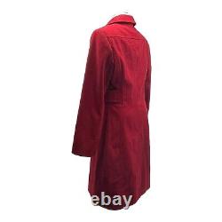 Vintage LARRY LEVINE Womens 4 Wool Mid Length Pea Coat Long Winter Jacket RED