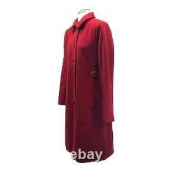 Vintage LARRY LEVINE Womens 4 Wool Mid Length Pea Coat Long Winter Jacket RED